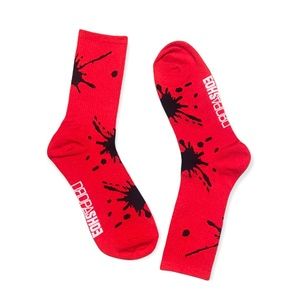 Red Athletic Socks with Abstract Art Print